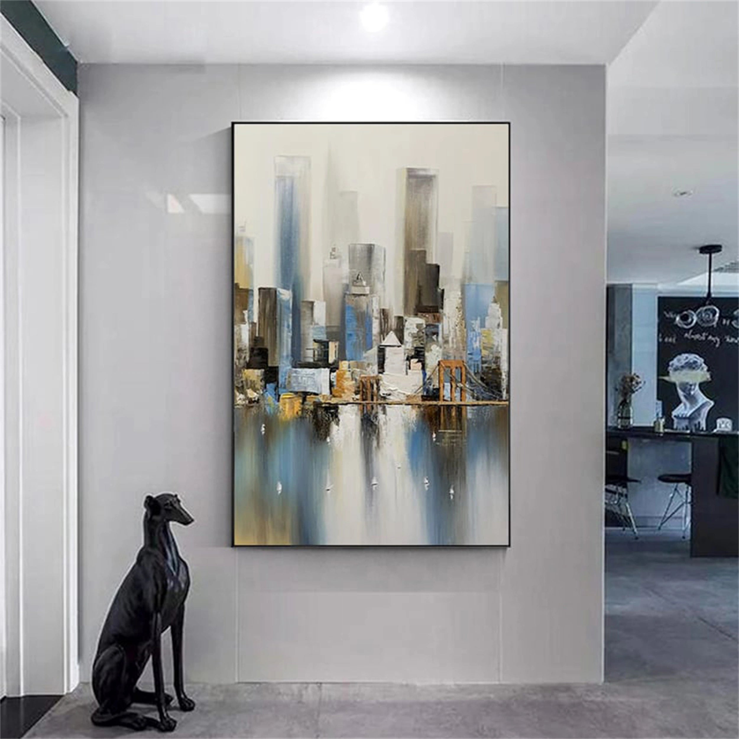Urban Landscape Painting #UL 018 - Modern Cityscape Wall Art for Home & Office Decor - Perfect for Living Room, Bedroom or Workspace