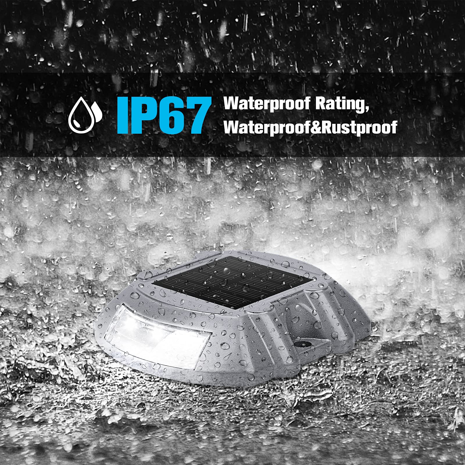 VOLISUN 12-Pack Solar Deck Lights - IP67 Waterproof LED Outdoor Pathway Lights for Driveway, Sidewalk, Garden, Yard & Dock - Weatherproof Step Lighting (White) - Perfect for Nighttime Safety and Landscape Illumination