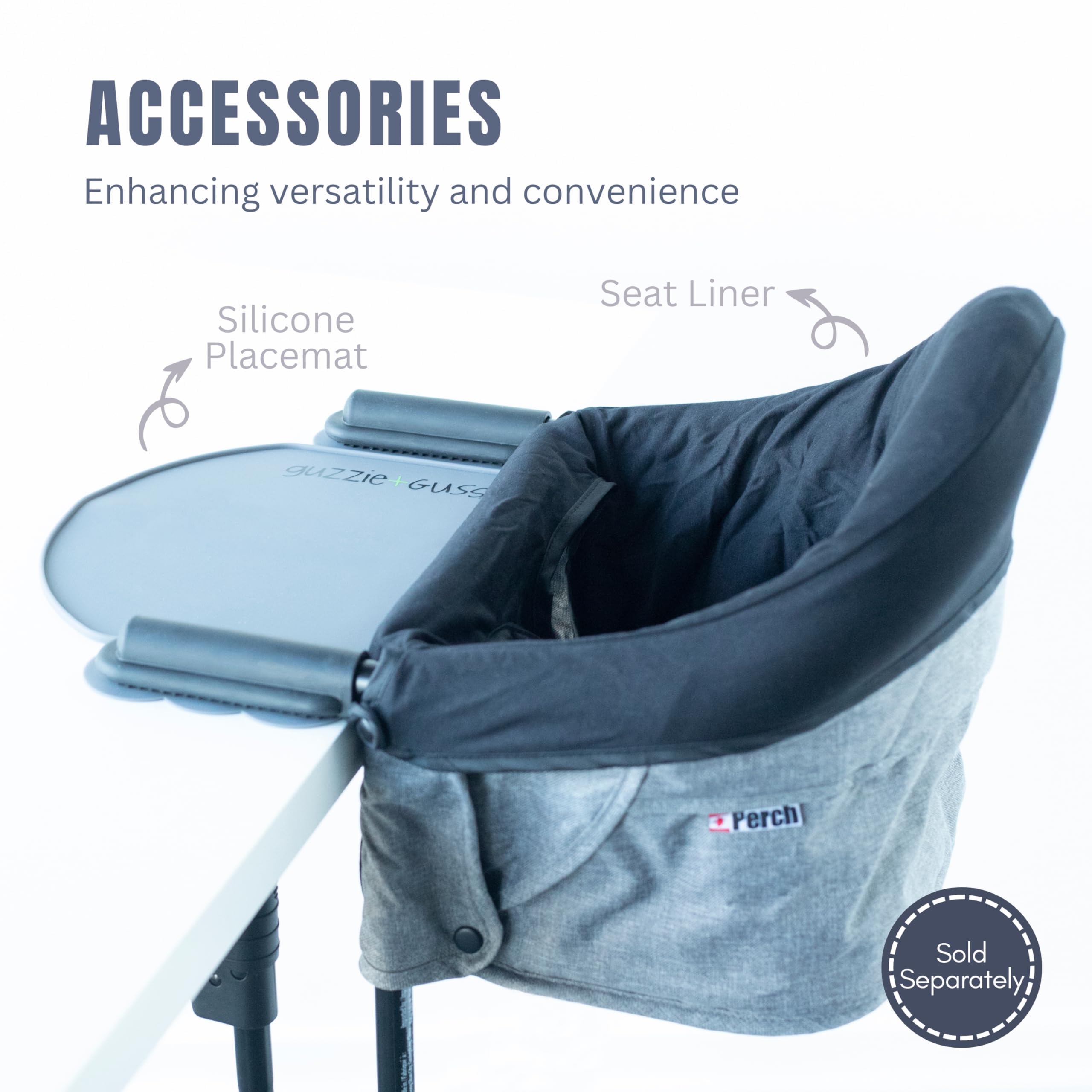 Guzzie+Guss Portable Clip-On High Chair for Babies - Foldable & Easy Setup Travel Highchair for Home, Restaurants, Picnics - Machine Washable Fabric - Copper Blue - Perfect for Dining Out & Family Trips