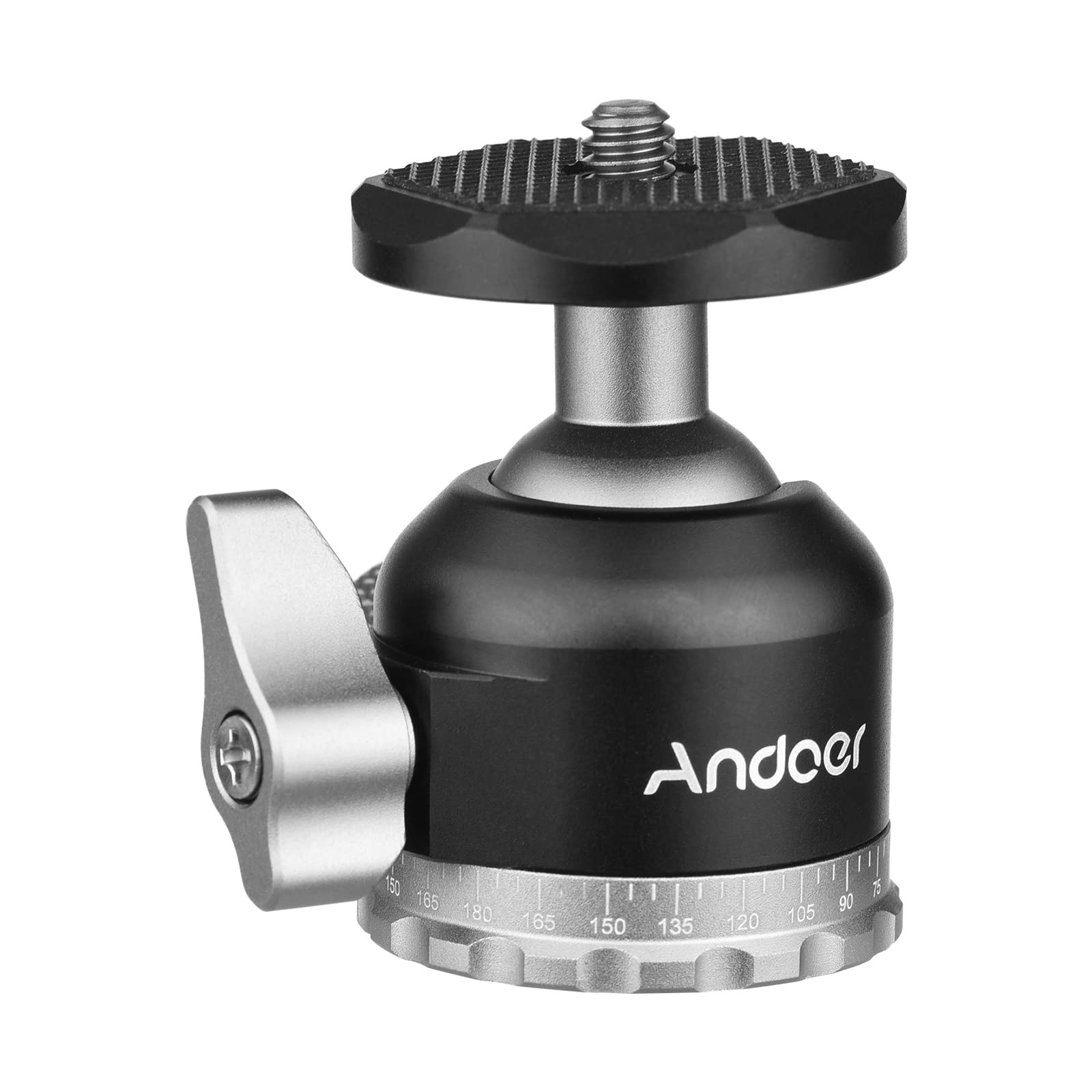 Andoer Mini Ball Head Tripod Mount - Aluminum Alloy Panoramic Ball Head with 1/4