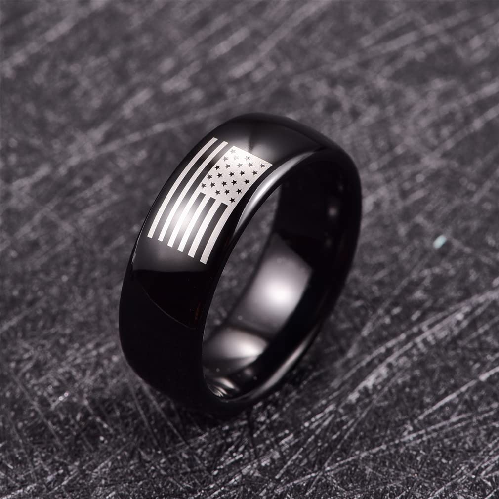 8mm Black Tungsten Carbide Wedding Band for Men - Comfort Fit Ring, Durable & Scratch Resistant - Perfect for Engagement, Anniversary & Everyday Wear