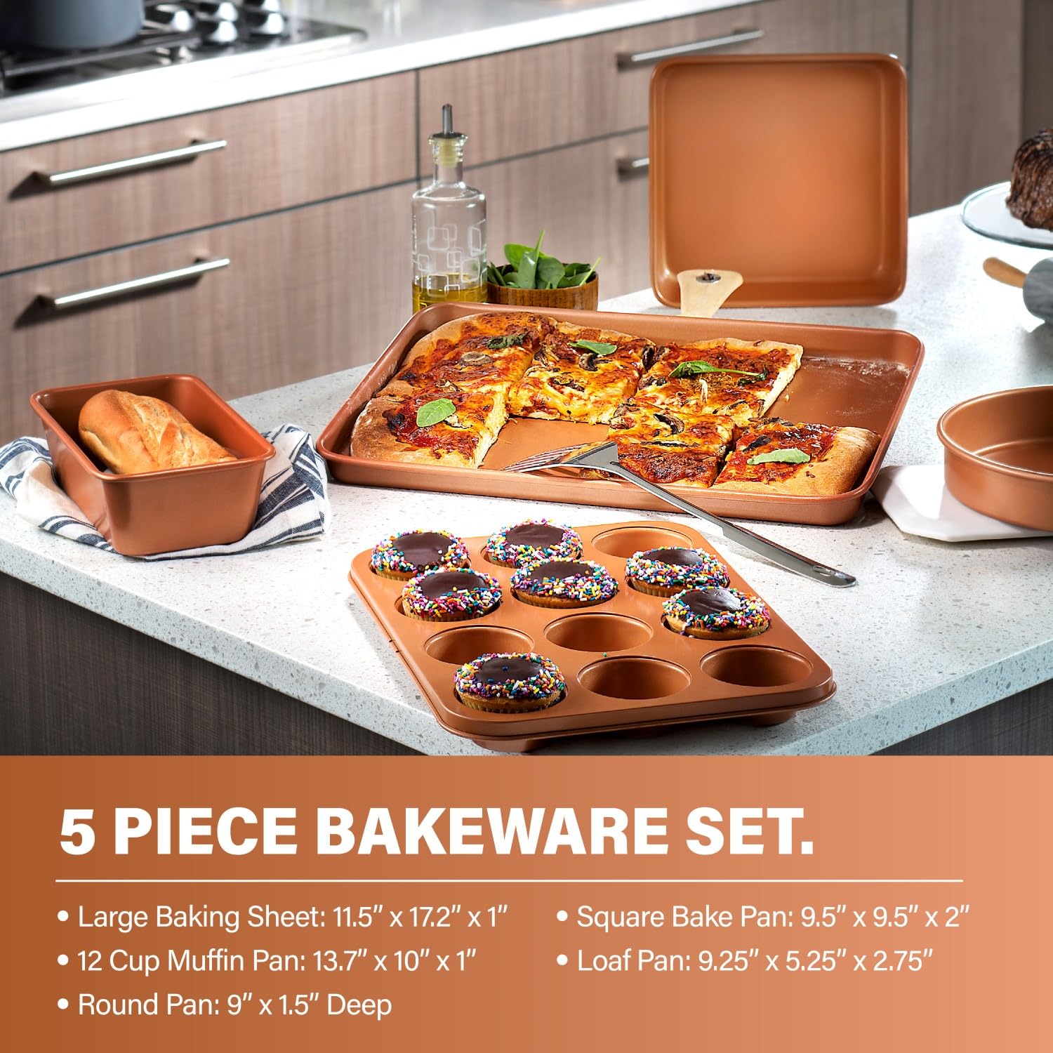 Gotham Steel Hammered 15-Piece Ceramic Non-Stick Cookware Set - Non-Toxic Pots and Pans, Oven & Dishwasher Safe - Perfect for Baking, Frying, and Everyday Cooking