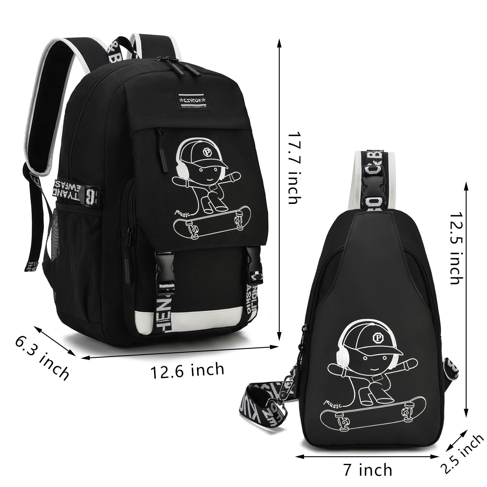 **Durable Water-Resistant School Backpack for Boys & Teens - Lightweight Laptop Backpack with USB Charging Port - Ideal for Middle School, College & Travel - Black**    *(Perfect for Daily School Use, Commuting, and Weekend Trips - Fits Laptops, Books & Essentials)*