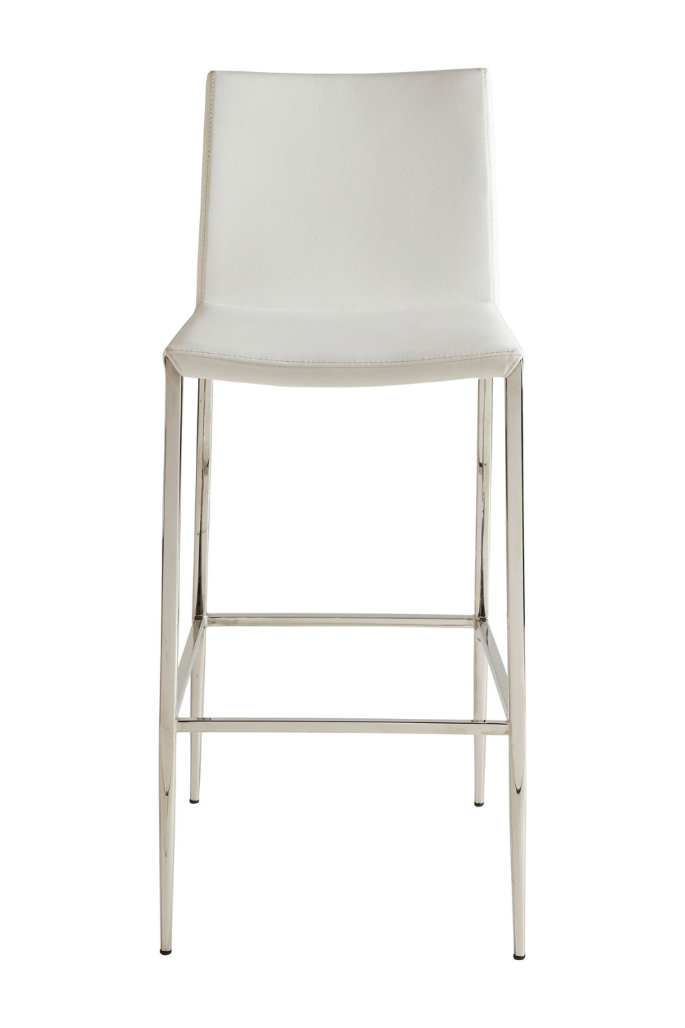Euro Style Diana White Bar Stool with Polished Stainless Steel - Modern Kitchen & Bar Counter Height Stool for Dining, Entertaining & Home Decor