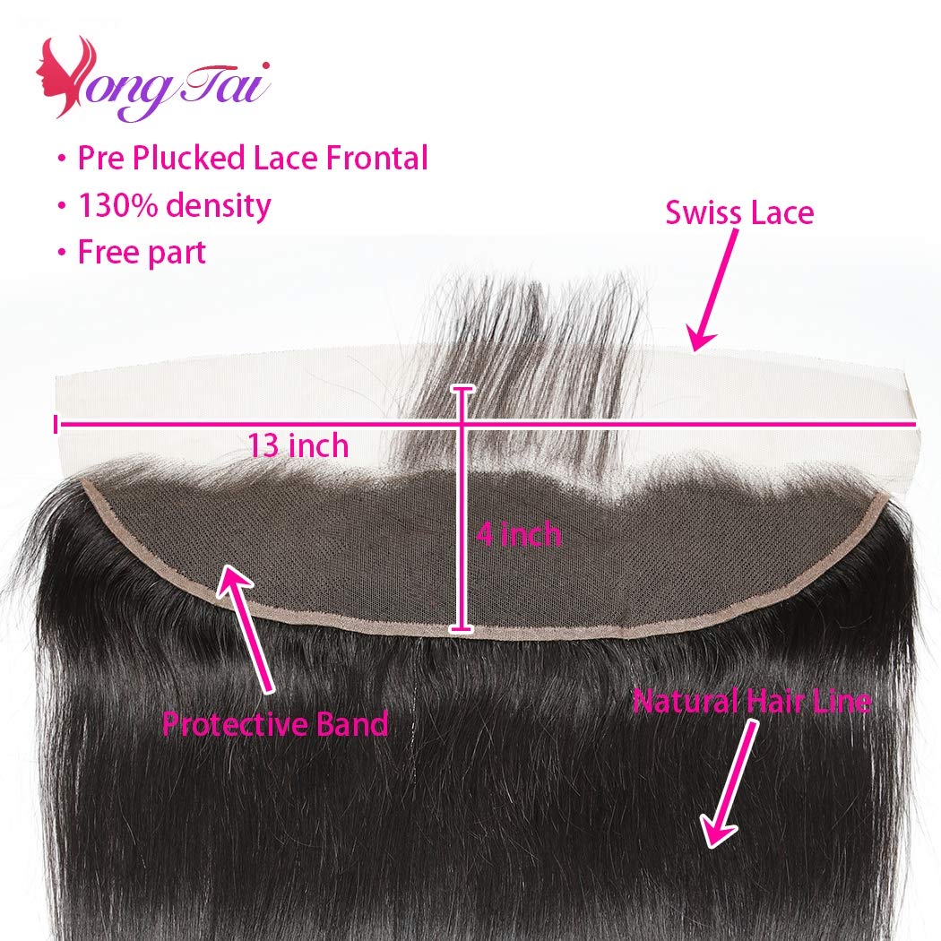 Malaysian Straight Virgin Human Hair Bundles with 13x4 Lace Frontal - 4 Unprocessed Bundles (1B Color, 20-26 Inch) for Natural Black Hairstyles | Perfect for Weaves, Wigs & Everyday Glam