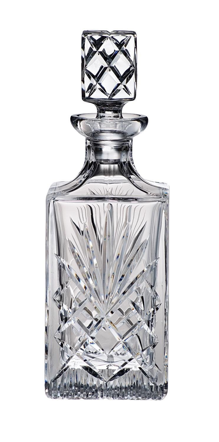 Majestic Gifts 26oz Hand-Cut Crystal Whiskey Decanter - Square Clear Glass Liquor Decanter for Bourbon, Scotch & Whiskey | Elegant Home Bar Accessory & Gift for Men