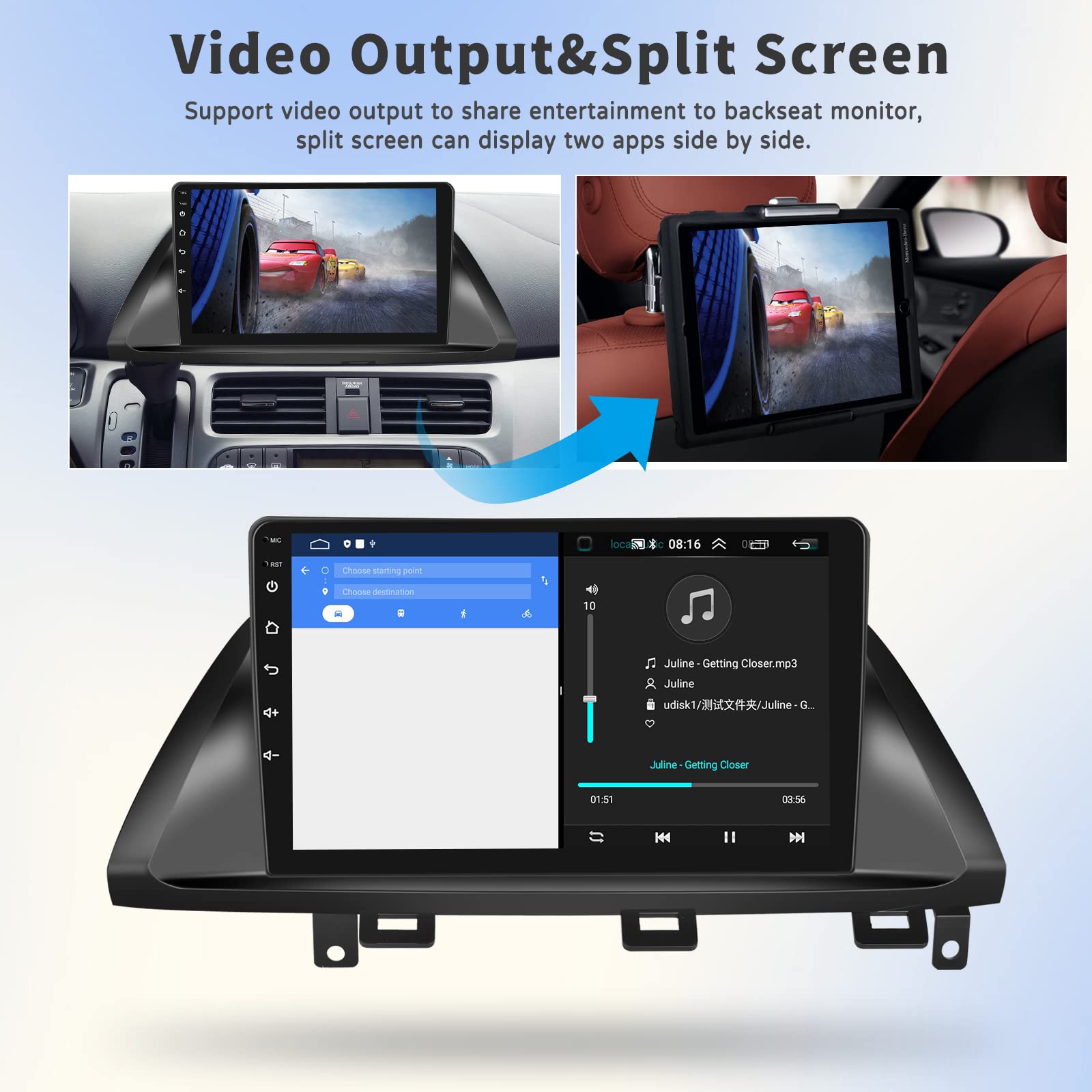 UNITOPSCI Android 13 10.1 Inch Touch Screen Car Stereo for Honda Odyssey 2005-2010 | Bluetooth GPS Navigation | Backup Camera | Mirror Link | FM WiFi USB | SWC MIC | Perfect for Road Trips & Daily Commutes