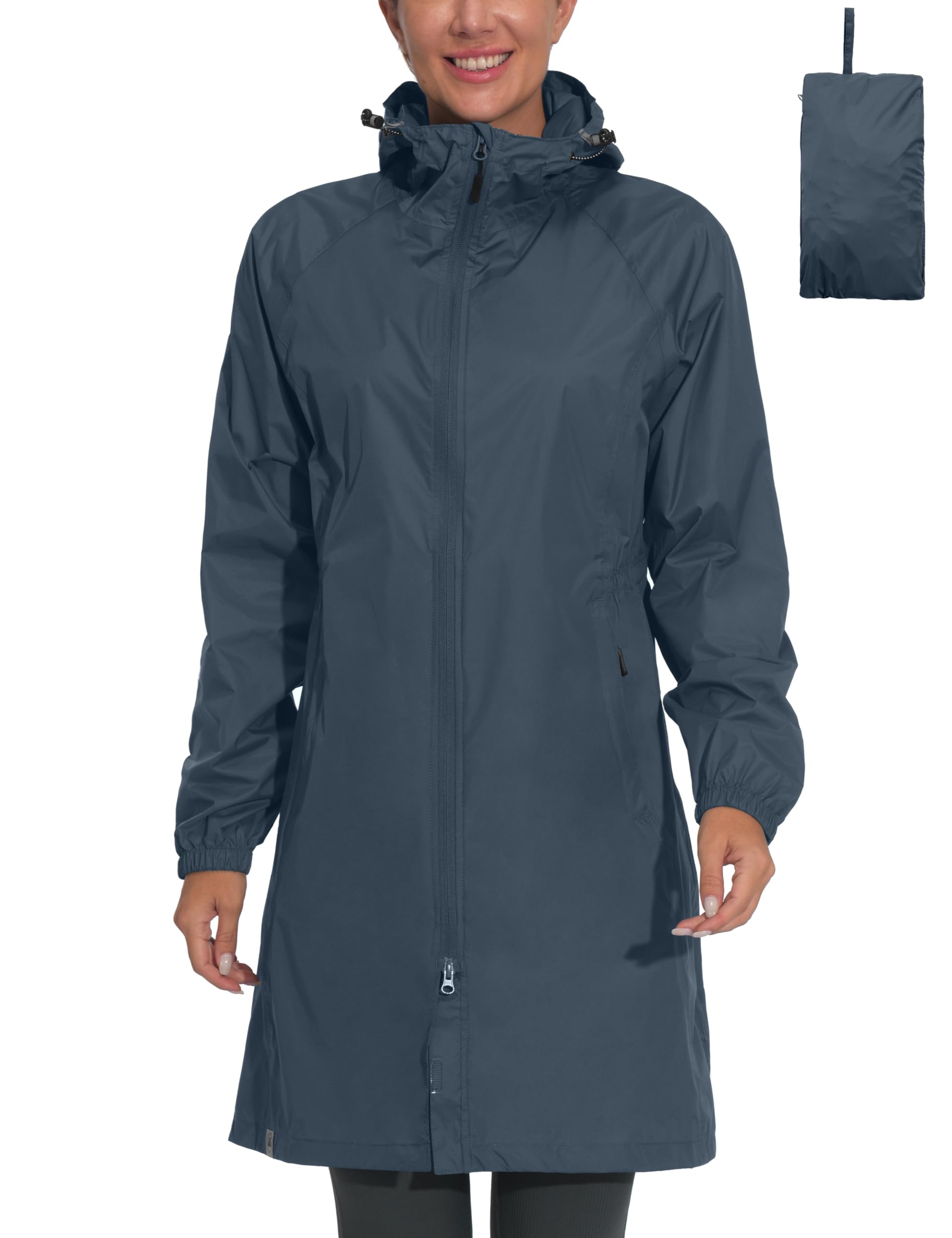 Mapamyumco Women's Ultra-Light Packable Waterproof Rain Jacket with Hood & Zipper Pockets - Perfect for Hiking, Travel & Outdoor Activities in All Weather Conditions