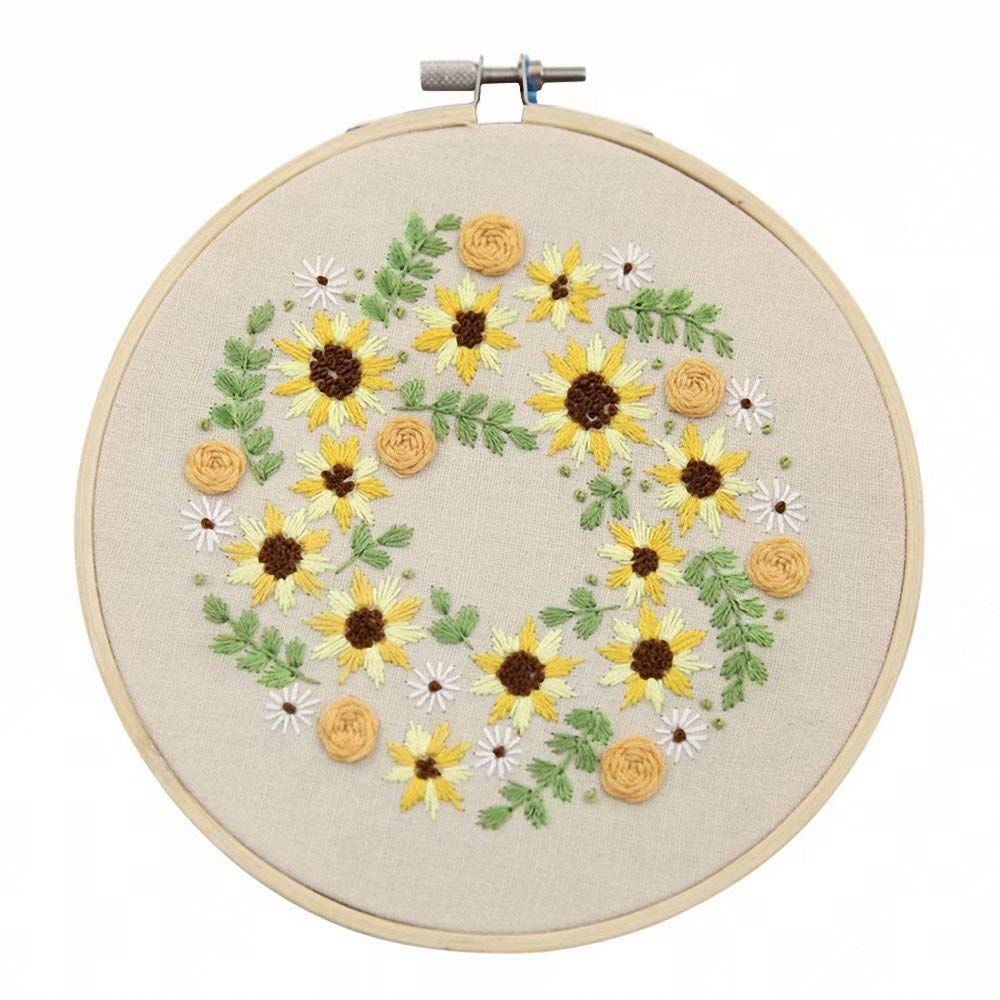 1 Pack Beginner Embroidery Kit with Flowers & Plants Cross Stitch Needlepoint Set - DIY Starter Kit for Home Decor, Wall Art & Handmade Gifts (Perfect for Relaxation & Crafting)