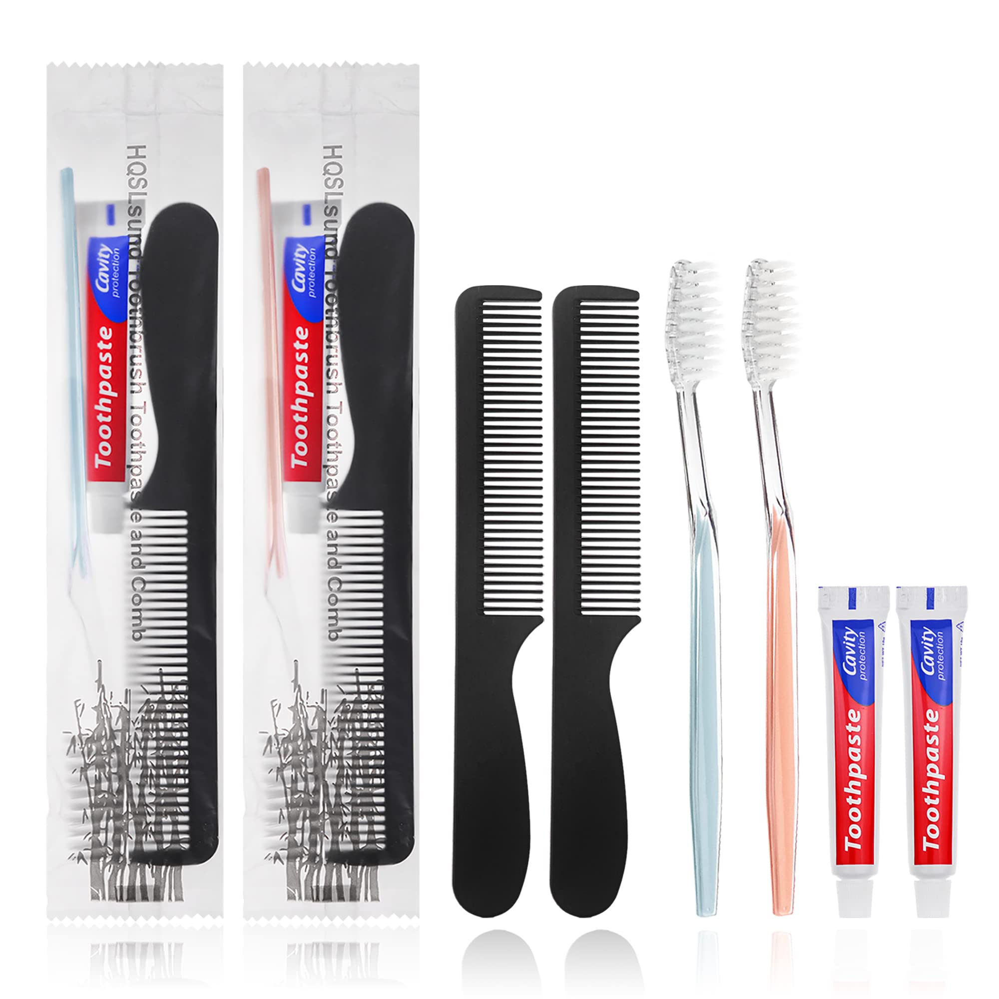 500 Pack Disposable Toothbrushes with Travel Toothpaste & Comb - Individually Wrapped Oral Care Kit (10g Toothpaste, 7
