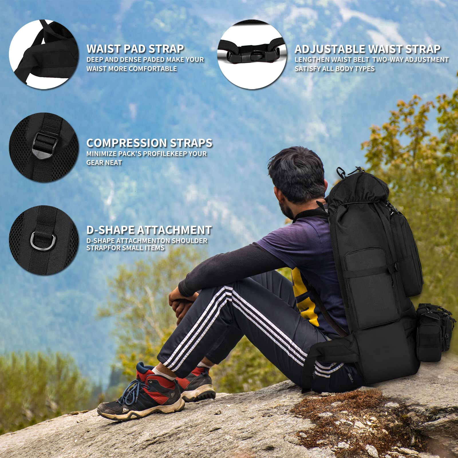 Tactical Military Backpack MOLLE Assault Pack - Durable Outdoor Hiking Camping Backpack for Men - Perfect for Hiking, Travel, and Survival Gear