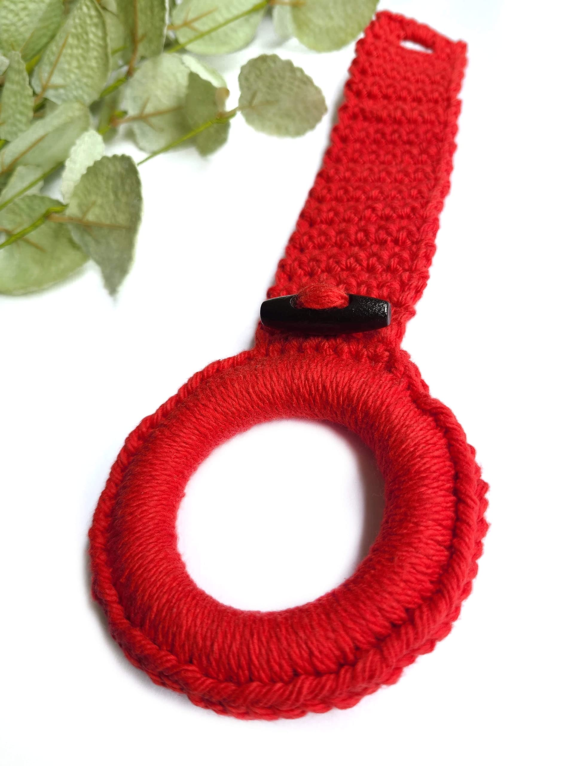Stainless Steel Hanging Kitchen Towel Ring Holder with Loop - Unique Housewarming Gift for Kitchen, Bathroom, or RV - Red (Perfect for Drying Towels, Organizing Kitchen & Home Decor)