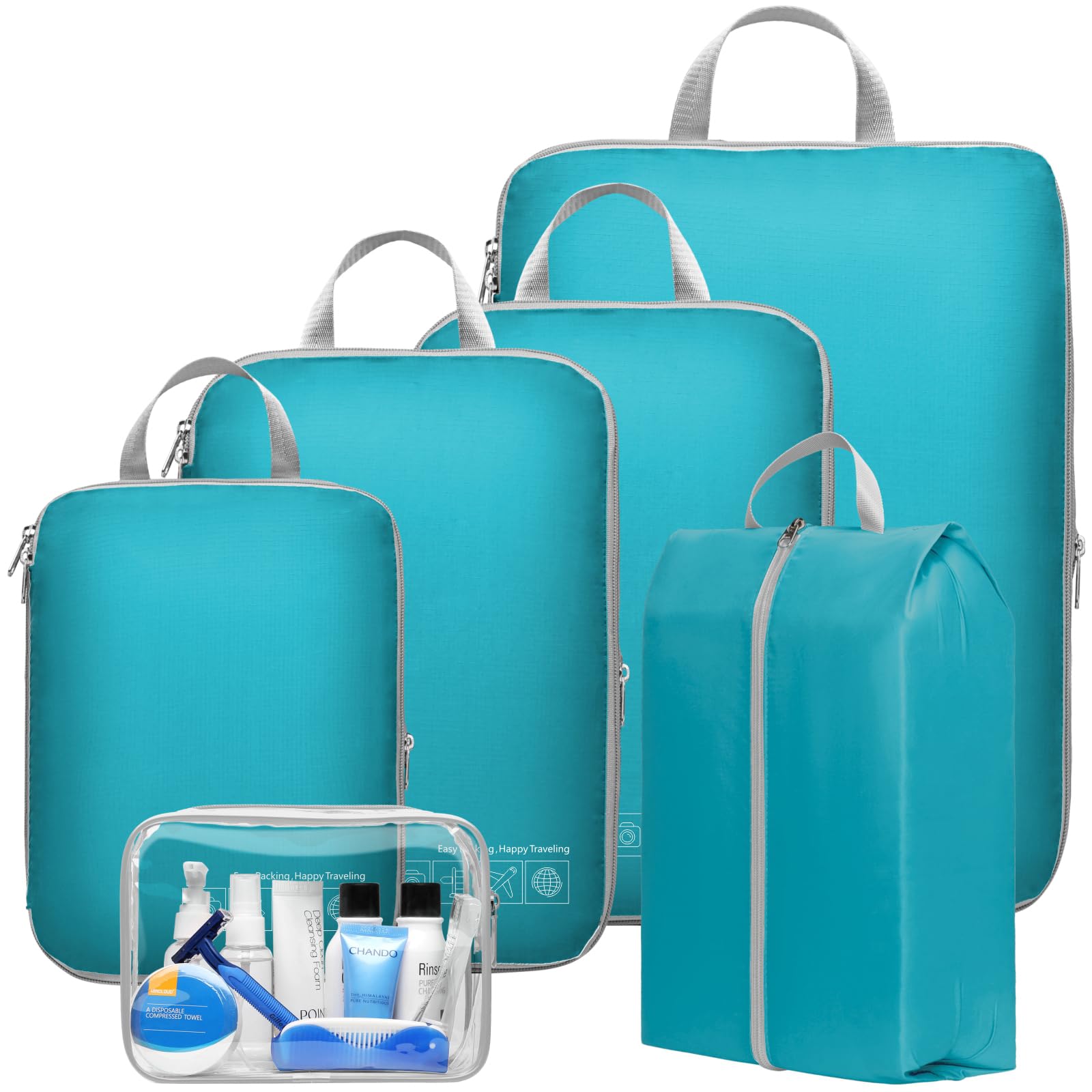 Cambond Compression Packing Cubes for Travel - Lightweight Luggage Organizer Bags for Women, Perfect for Carry-On Suitcases & Backpacks | Ideal for Business Trips, Vacations & Weekend Getaways