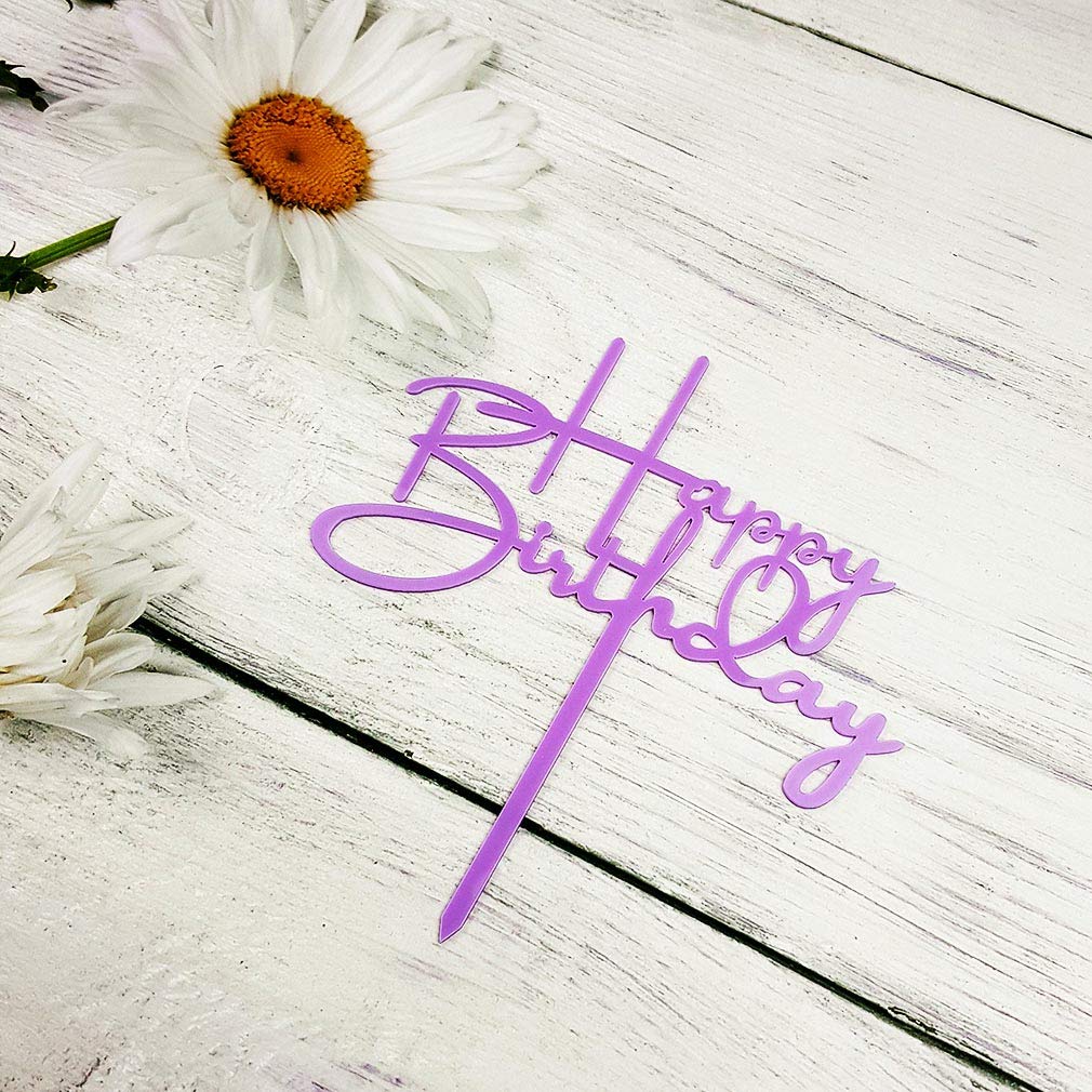 Happy Birthday Cake Topper - Purple Acrylic Party Decor for Birthday Cakes, Cupcakes & Desserts | Perfect for Birthday Parties, Baby Showers & Special Celebrations