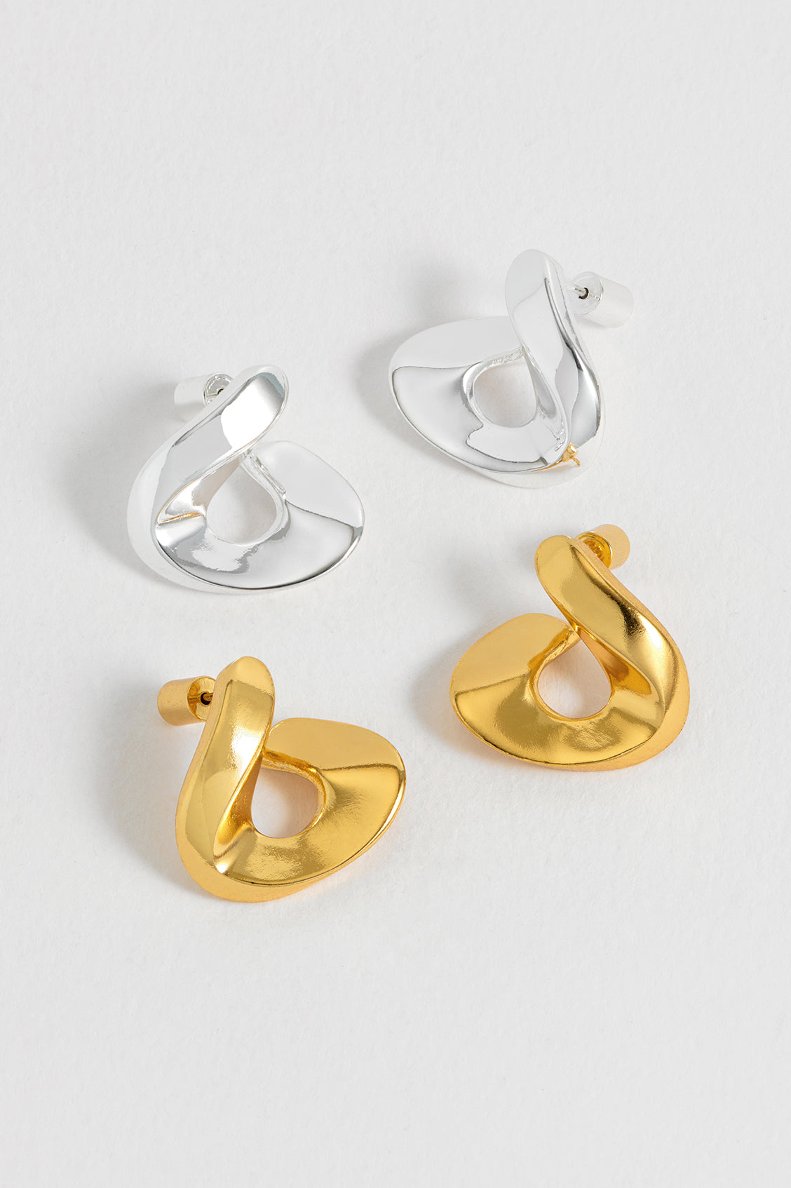 Elegant Sculptural Twist Hoop Earrings for Women - Gold & Silver Statement Jewelry - Perfect for Parties, Weddings & Everyday Wear