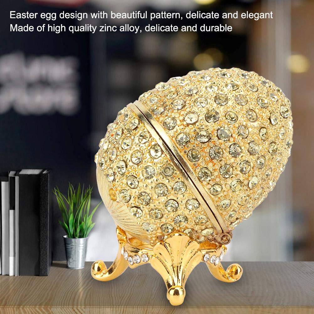 Exquisite Hand-Painted Mini Faberge Egg Jewelry Box - 24K Gold Plated with Enamel & Rhinestones - Perfect for Gift Giving, Home Decor & Collectible Display