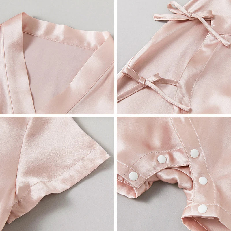 Soft Baby Silk Wrap Onesies Short Sleeve - Breathable & Comfortable Infant Romper for Newborns, 0-3 Months - Perfect for Playtime, Naptime & Photo Shoots