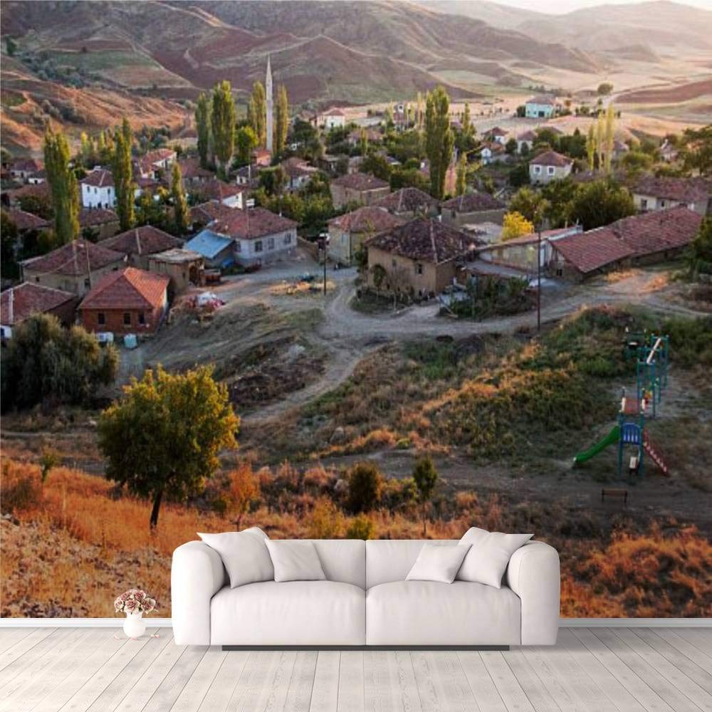 3D Wallpaper - Small Charming Village & Double Exposure Animals Design, Self-Adhesive Peel & Stick Wall Mural for Bedroom, Living Room, Dorm Decor - Easy to Apply on Walls, Ceiling & Wardrobes - Perfect for Home, Office & Rental Property Renovation