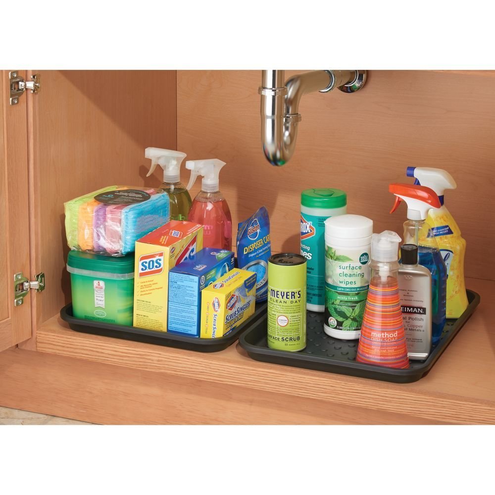 iDesign Plastic Under Sink Mat Tray - 2 Pack, 17