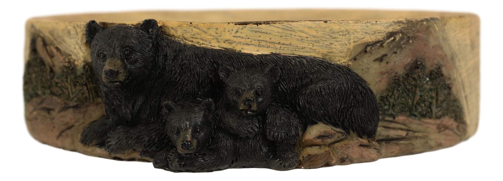 Ebros Rustic Mountain Black Mama Bear with Cubs Family Figurine – Pine Forest Wildlife Decor for Bathroom, Cabin & Lodge – Western Country Accent & Soap Dish Holder – Perfect for Rustic Home, Hunting Lodge & Nature-Themed Decor