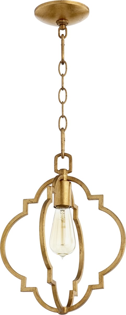 11W Dublin 1-Light Gold Leaf Pendant Light Fixture - Modern Ceiling Lighting for Dining Room, Kitchen Island & Bedroom Decor