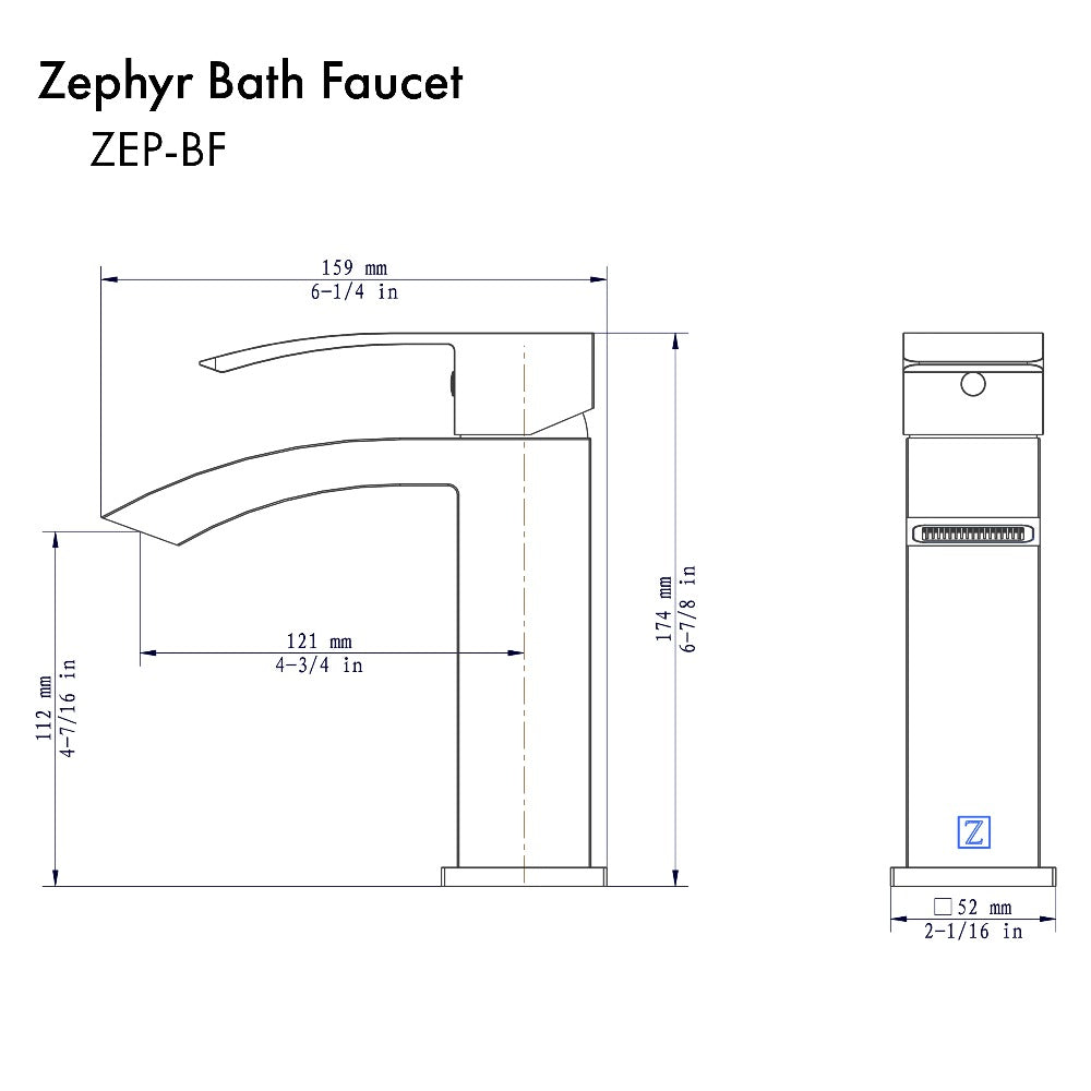 ZLINE Zephyr Single Handle Bathroom Faucet in Chrome Finish - Modern Waterfall Spout Design for Bathroom Sink & Vanity (ZEP BF CH) | Perfect for Home Renovation & Spa-Style Bathrooms