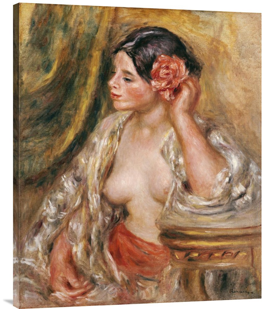 Pierre Auguste Renoir Gabrielle A Sa Coiffure Canvas Wall Art Print - Handmade Giclee Reproduction - Perfect for Living Room, Bedroom & Office Decor