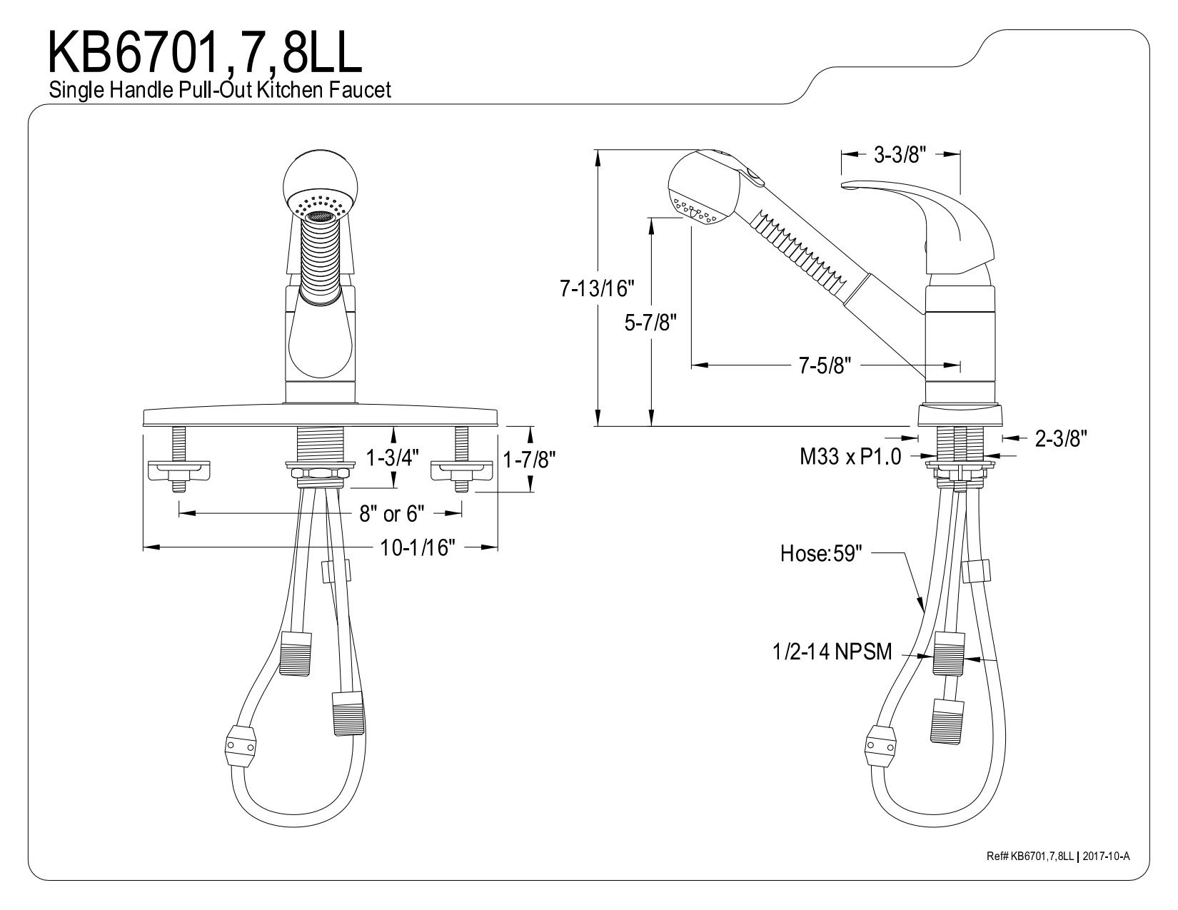 Kingston Brass KB6708LL Legacy Pull-Out Kitchen Faucet in Satin Nickel Finish - High Arc Spout for Easy Washing, Perfect for Modern Kitchens and Busy Home Cooks