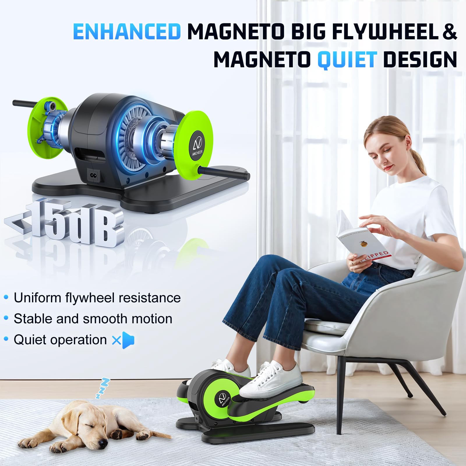 **ANCHEER Under Desk Electric Elliptical Machine - Motorized Leg Exerciser for Seniors & Office Workers, 12 Adjustable Speeds, Fully Assembled - Perfect for Home, Office & Rehab Use**