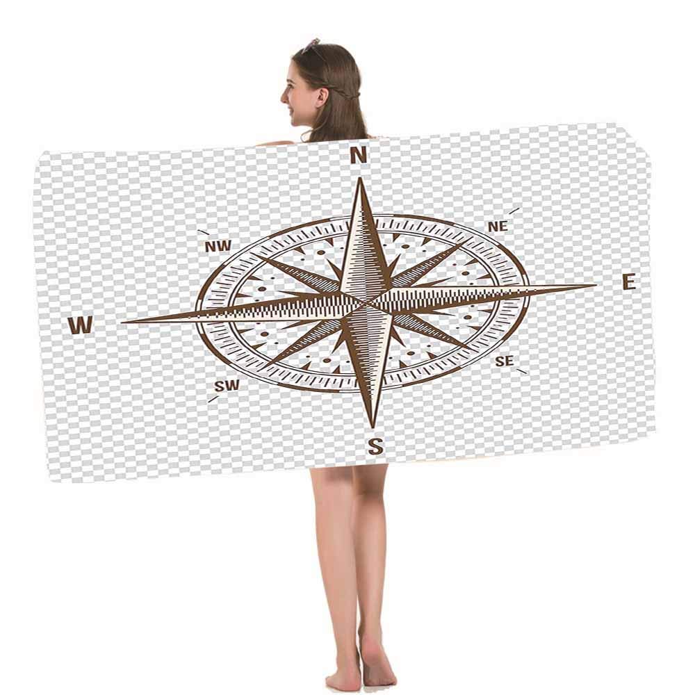 **HOSNYE Vintage Compass Beach Towel - Hand Drawn Travel Design, Ultra Soft & Highly Absorbent - Perfect for Swimming, Sports, Beach, Gym & Bathroom | Great for Travel, Picnics & Outdoor Adventures**