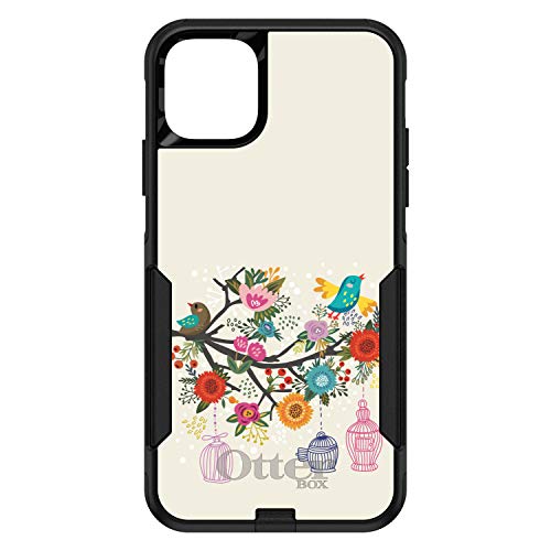 Spring Collection - Floral Birds Teal Red On Black Case