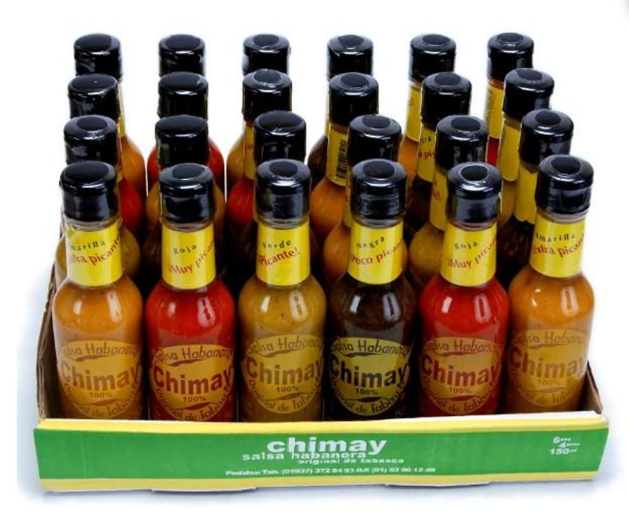 Chimay Chile Habanero Hot Sauce Variety Pack - Red Habanero, Yellow Extra Hot, Black Label Reserve & Green Habanero - 5oz Each (4-Pack) | Perfect for Tacos, Wings, BBQ & Spicy Food Lovers