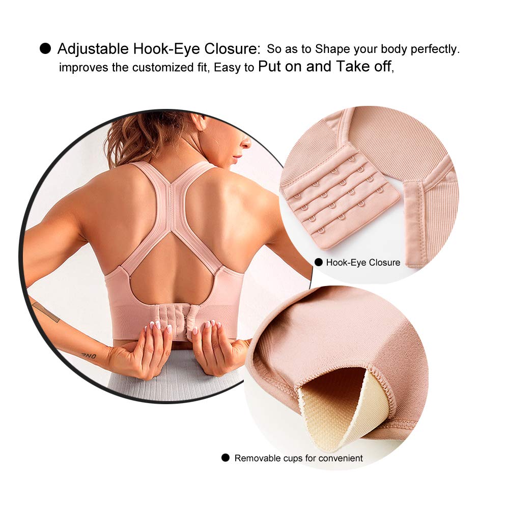 High Impact Sports Bras for Women - Racerback Padded Workout Bras, Yoga & Fitness Support, Comfortable Multipack - Perfect for Running, Gym Training & High-Intensity Workouts