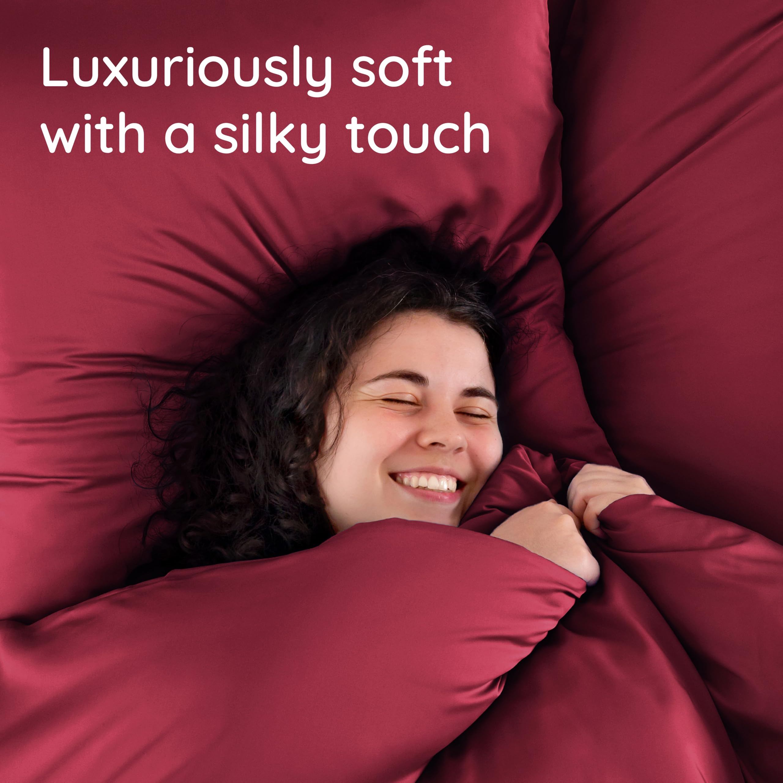 Bambaw 100% Bamboo Viscose Pillowcase Set of 2 - Cooling, Breathable & Super Soft Standard Size Pillow Covers with Envelope Closure for Hot Sleepers (Burgundy) - Perfect for Summer Nights & Temperature Regulation