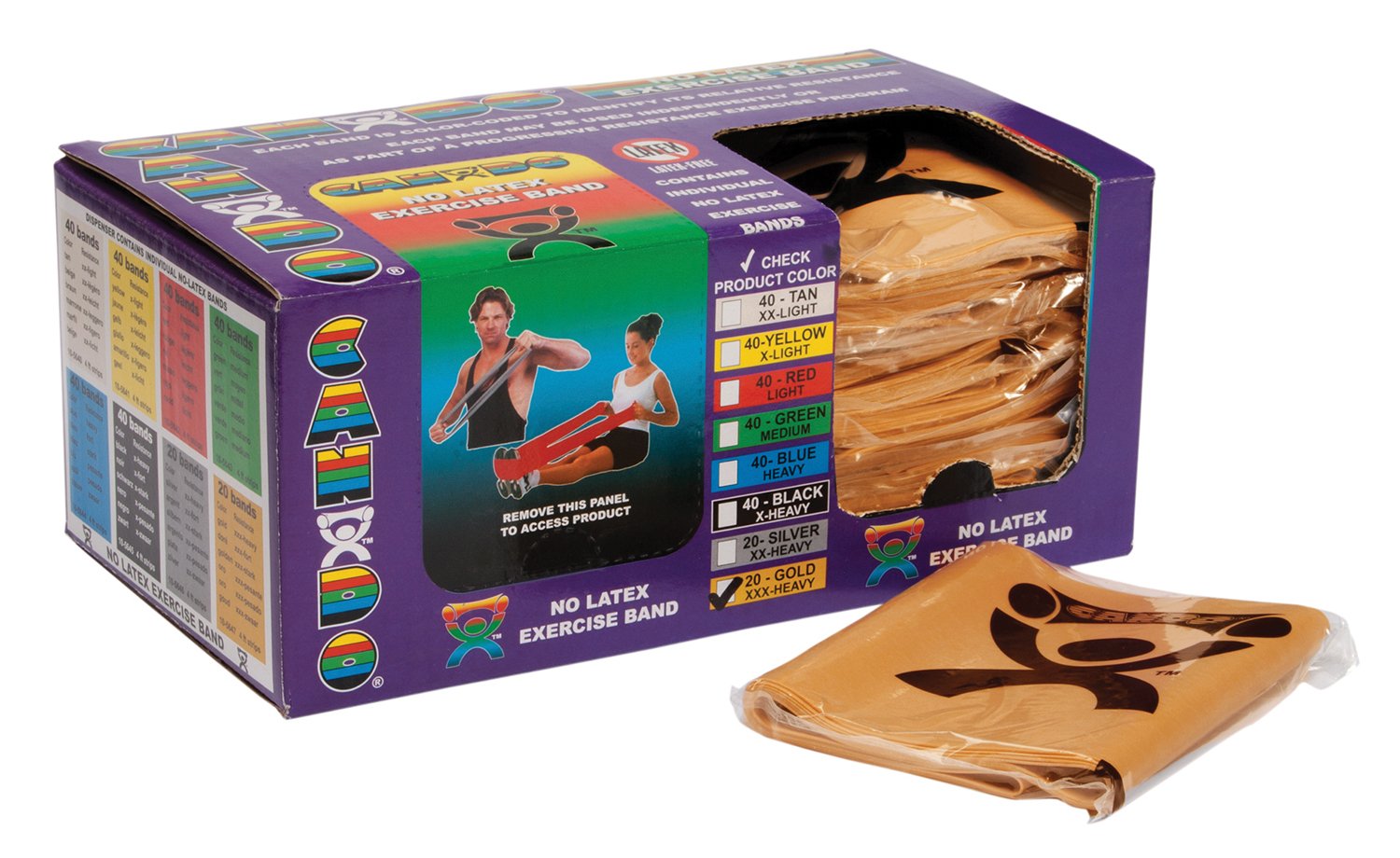 CanDo Bulk Latex-Free Exercise Bands - XXX-Heavy Gold Resistance Bands for Strength Training, Physical Therapy & Home Workouts - Ideal for Pilates, Yoga & Fitness Enthusiasts