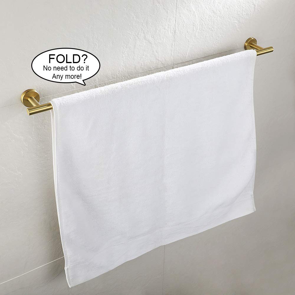 JQK Gold Stainless Steel Towel Ring - 7 Inch Brushed Golden Wall Mount Bathroom Towel Holder (TR160-BG) - Perfect for Modern Bathrooms & Powder Rooms