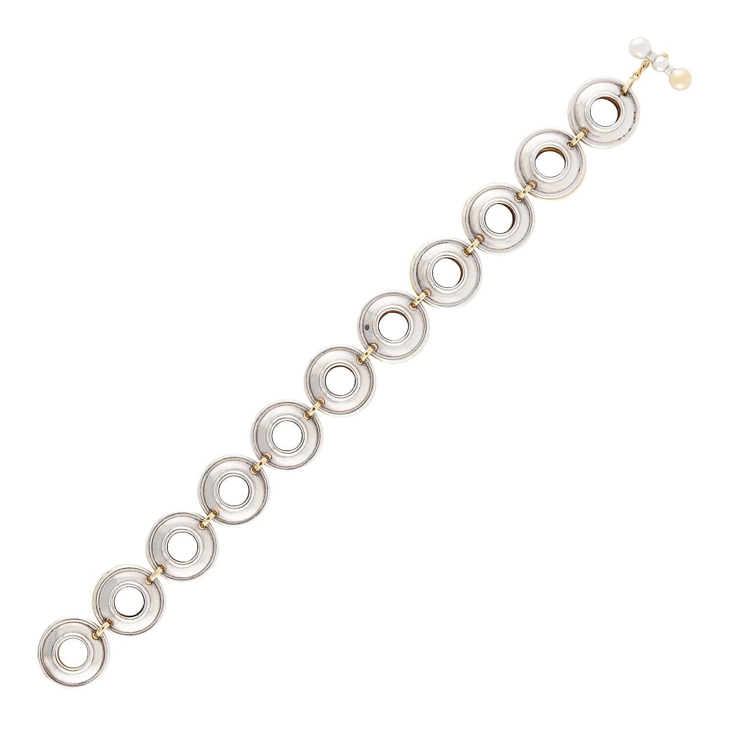 Vintage Tiffany & Co. 18k Gold and Sterling Silver Disc Bracelet by Paloma Picasso - Elegant Jewelry for Women, Perfect for Weddings, Parties & Special Occasions
