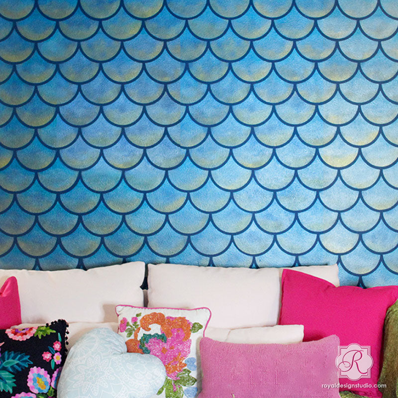 Moroccan Scallops Wall Stencil - DIY Home Decor Stencil for Walls, Ceilings & Furniture - Arabic Geometric Pattern Painting Template for Bedroom, Living Room & Nursery Decoration