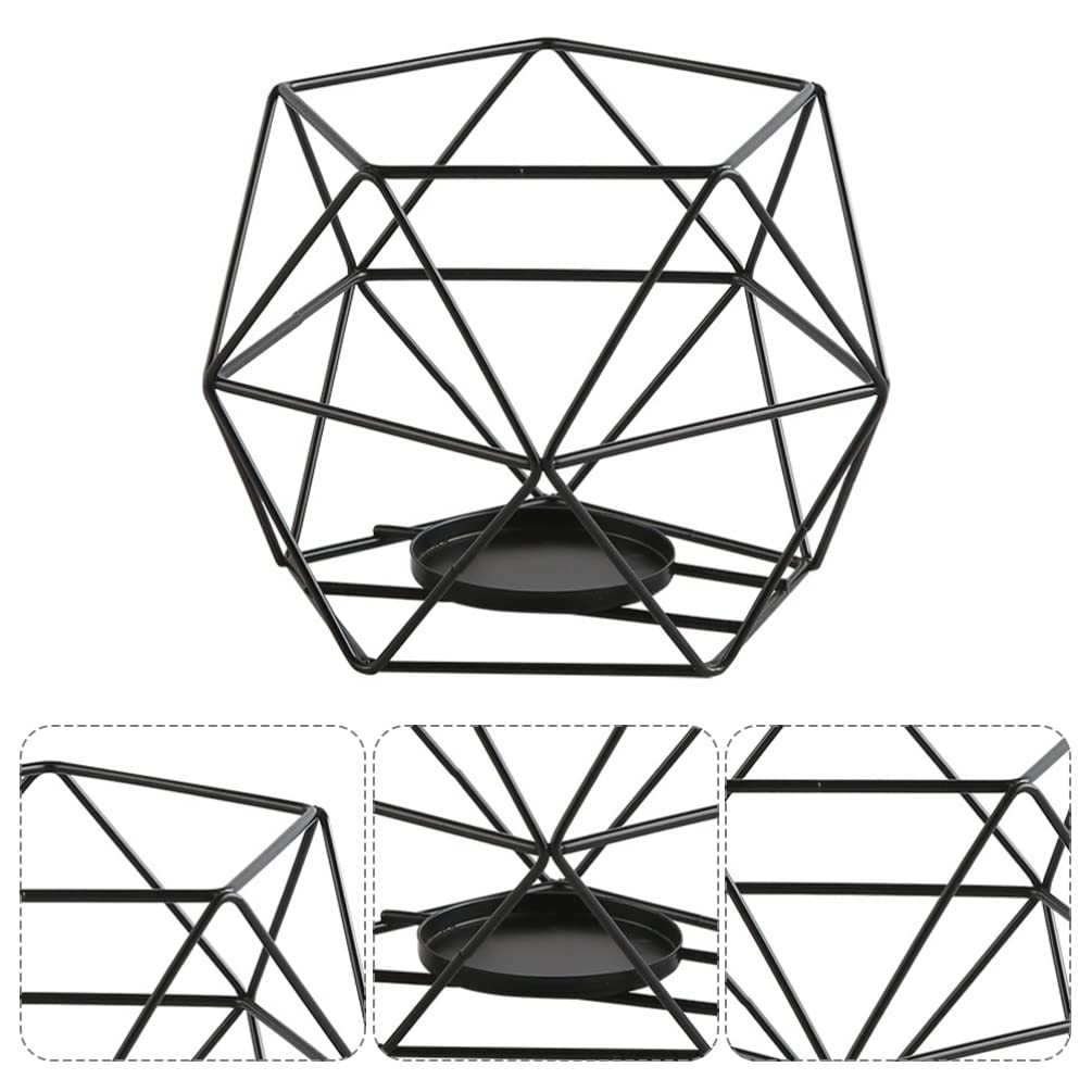 Metal Wire Geometric Candle Holder - Elegant Iron Tealight Stand for Home Decor, Wedding Centerpiece & Party Table Decorations | Indoor/Outdoor Use for Dining Tables, Events & Romantic Ambiance