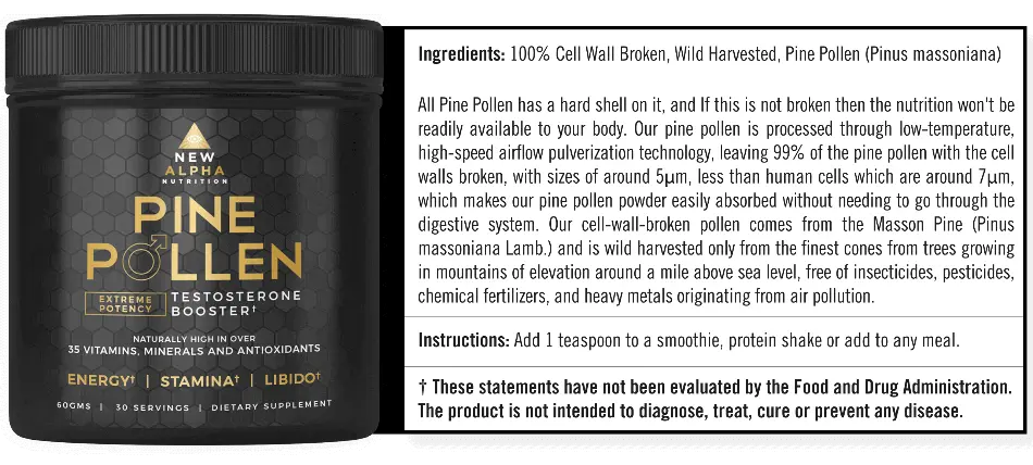 Premium Pine Pollen Powder 60g - 100% Natural Superfood Supplement for Immune Support & Energy Boost - Perfect for Smoothies, Baking & Wellness Drinks