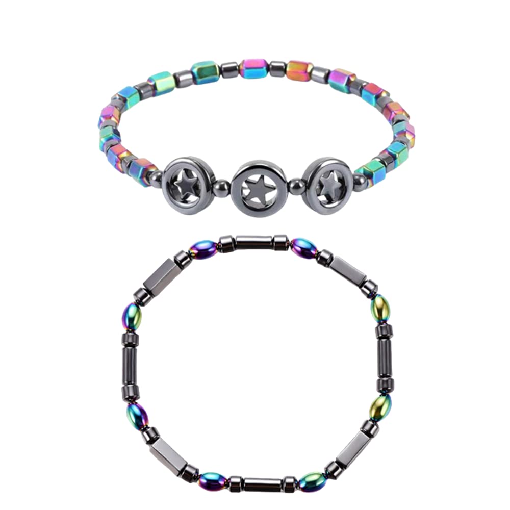 2PCS Magnetic Hematite & Black Obsidian Anklet Set for Women & Men - Anxiety Relief, Energy Balancing, Chakra Healing - Perfect for Meditation, Yoga & Stress Relief