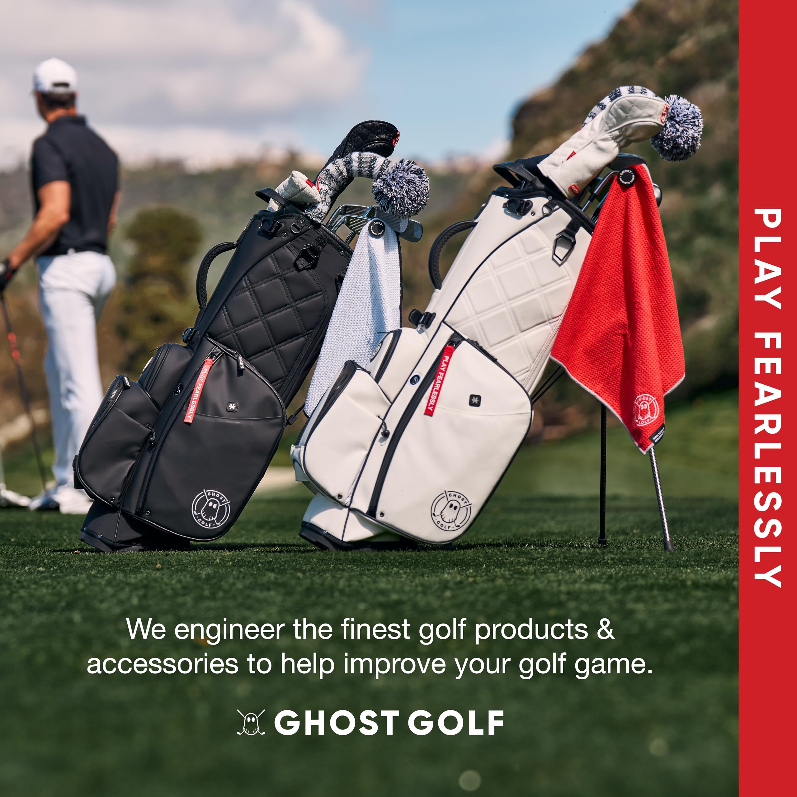Premium Ghost Golf Magnetic Towel - Ultra-Absorbent Microfiber Golf Towel with Strong Magnet for Golf Carts & Clubs - 18