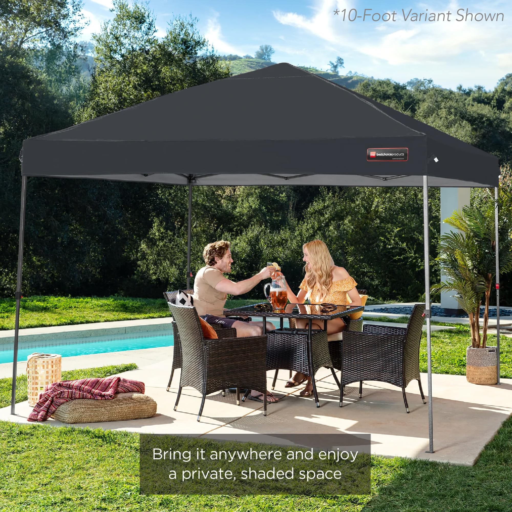 Best Choice Products 12x12ft Instant Pop Up Canopy Tent - Portable 1-Person Shelter with Push Button Setup, Carry Case & 4 Weight Bags (Gray) - Perfect for Camping, Beach, Picnics, and Outdoor Events