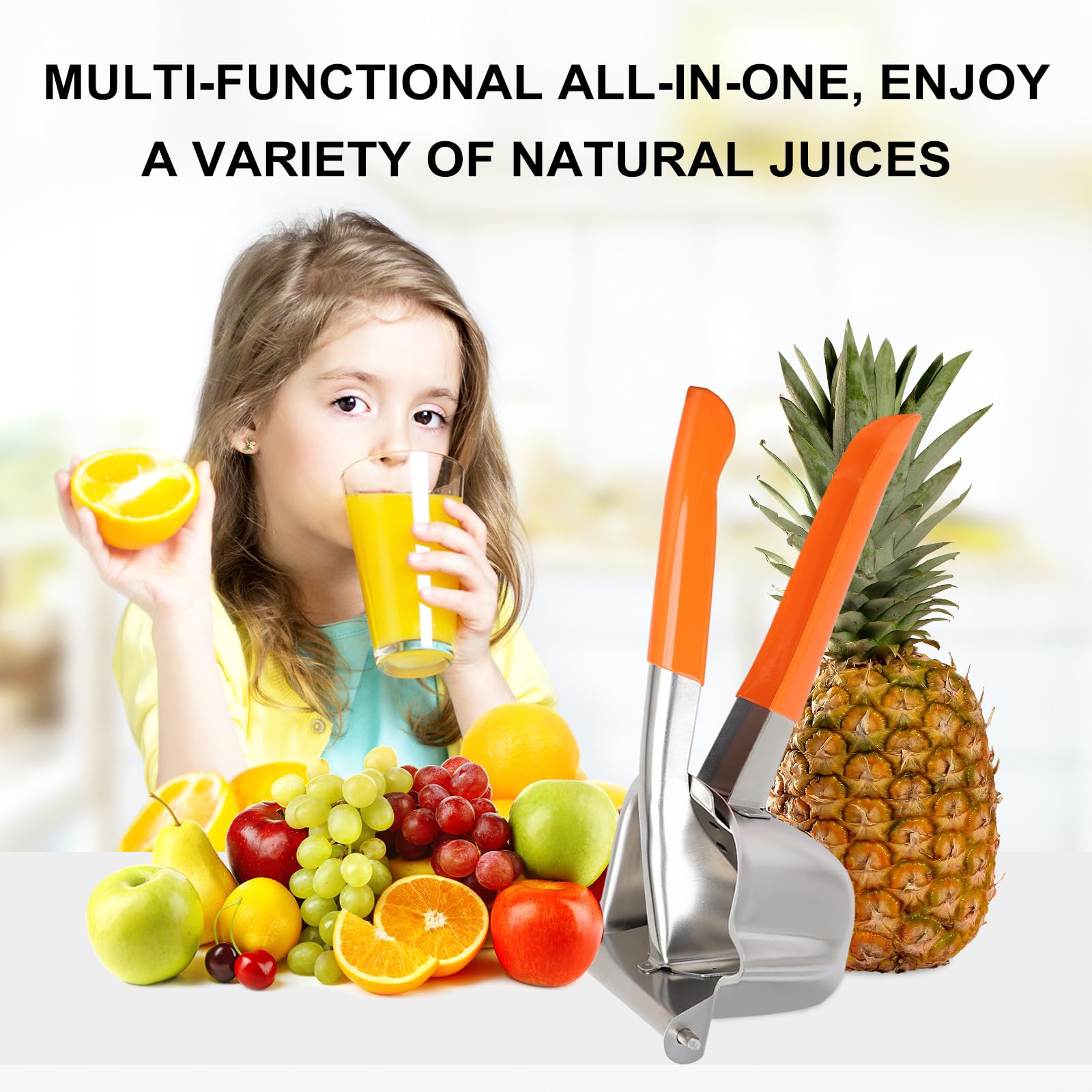 Stainless Steel Manual Lemon Juicer - Large Citrus Press for Orange, Lime & Fruit Squeezing - Perfect for Cocktails, Baking & Healthy Juicing at Home