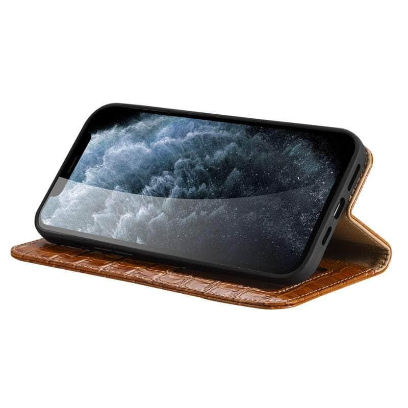 Genuine Leather iPhone 13 Pro Max Case - Premium Natural Cowhide Full Edge Protection - Perfect for Business, Travel & Everyday Use