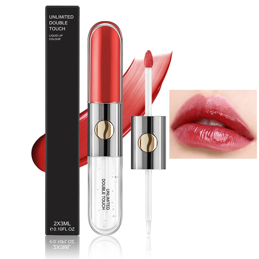 Double Head Matte Liquid Lipstick & Lip Gloss Set - Long Lasting, Moisturizing, Non-Transfer Lip Makeup (Shade 108) for Everyday Wear, Date Night & Special Occasions