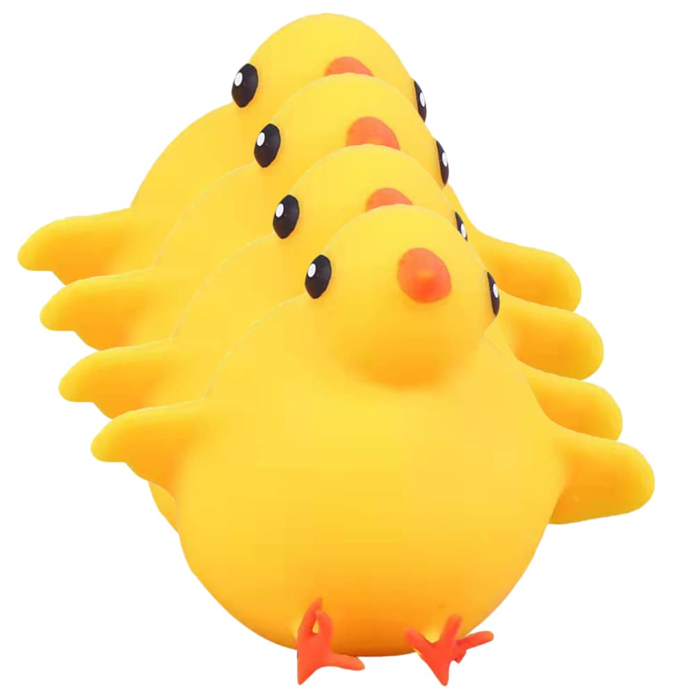 Zerodeko 4Pcs Rubber Chicken Squeeze Toys - Cute Anti-Stress Fidget Toys for Kids & Adults, Fun Party Favors & Gift Bag Stuffers for Christmas, Halloween, Easter & Birthday Celebrations - Perfect for Stress Relief, Classroom Rewards & Sensory Play