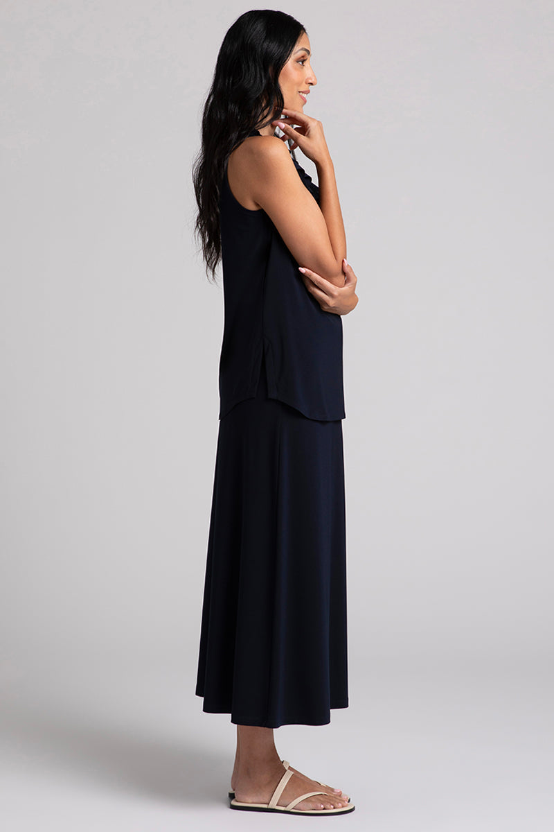 Flutter Sleeveless Women's Top - Navy Blue Casual Summer Tank Top for Beach, Travel & Everyday Wear