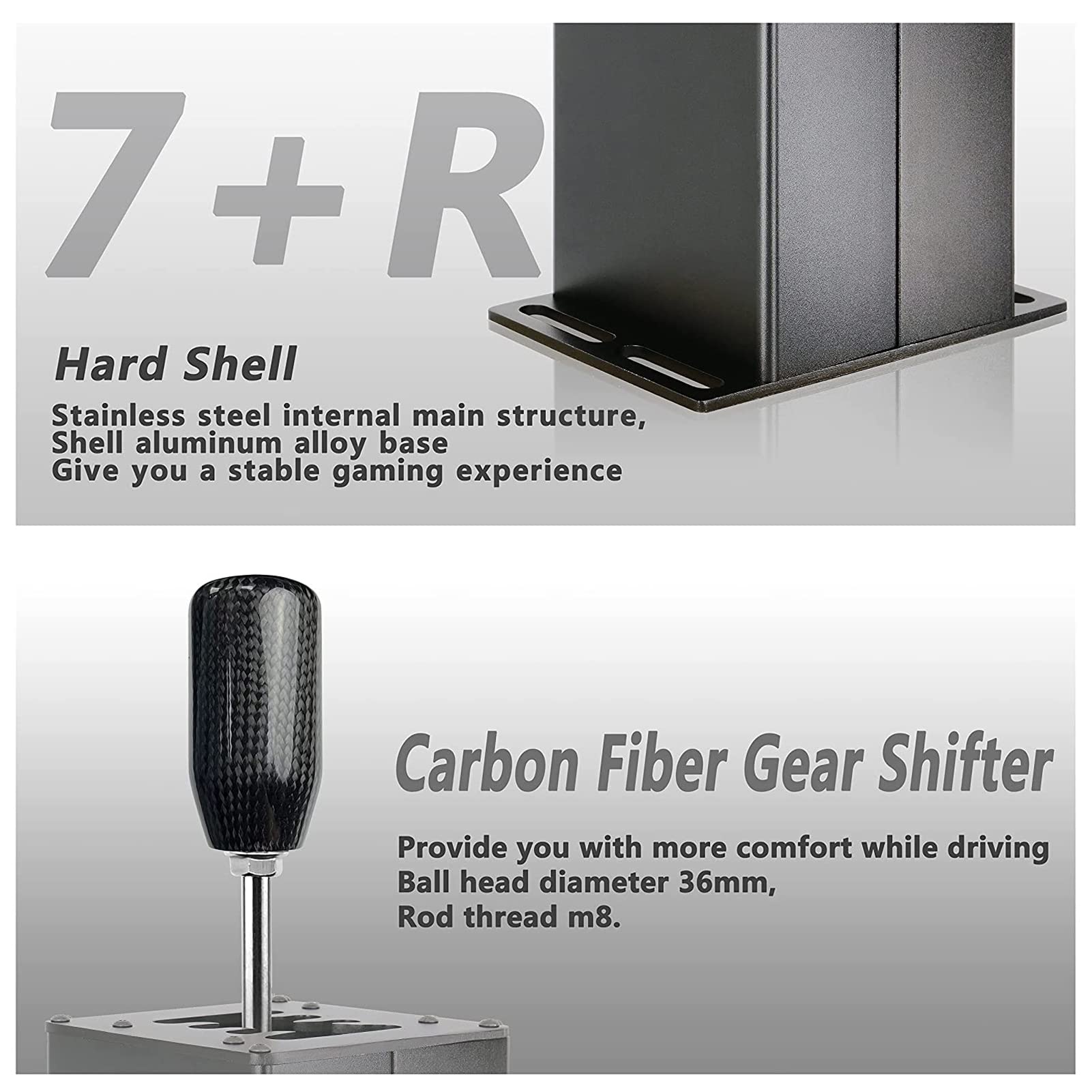 Septpenta USB Simulator Shifter with Carbon Fiber Knob - Compatible with Logitech G29 G27 G25 G920 & Thrustmaster T300RS GT Racing Wheels - Perfect for PC Racing Games & Driving Simulators