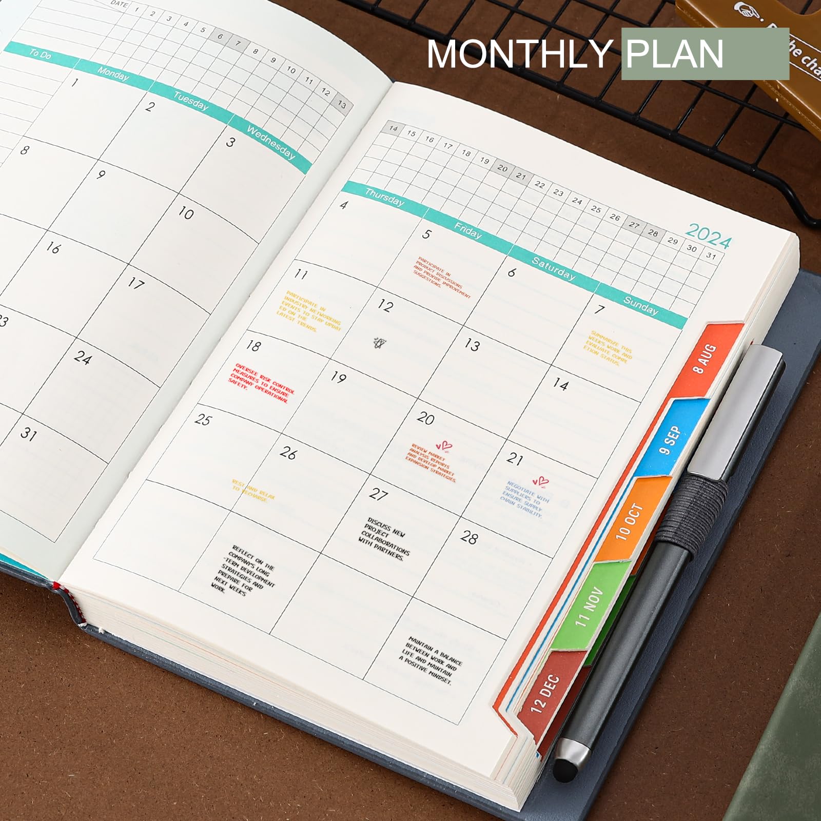 2024-2025 Academic Planner - A5 Daily Diary with Hard Cover, Pen Loop & Stickers | July 2024 to June 2025 Agenda | Perfect for Students, Teachers & Professionals | Back Pocket & Free Pen Included (Blue) | Ideal for School, Office & Personal Organization